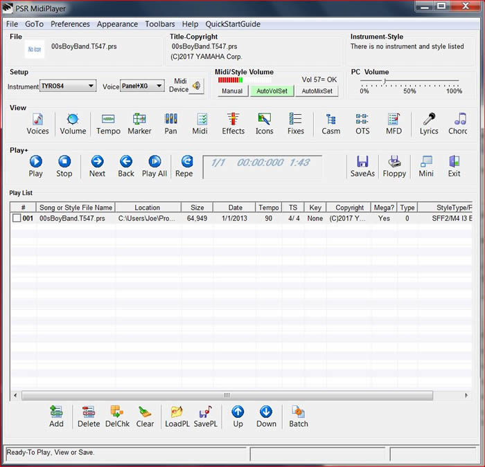 MidiPlayer screen shot